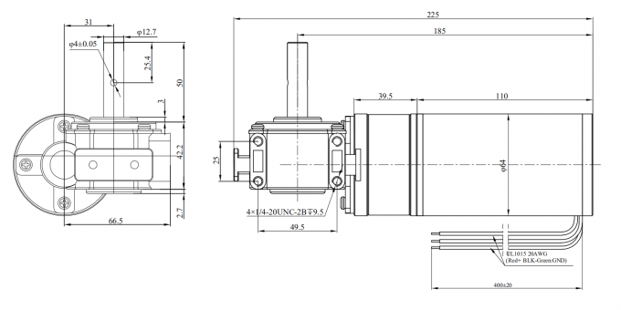 Micro Tegangan Tinggi 90V Rendah Rpm DC Gear Motor Dengan Encoder, Worm Gear Motor 0