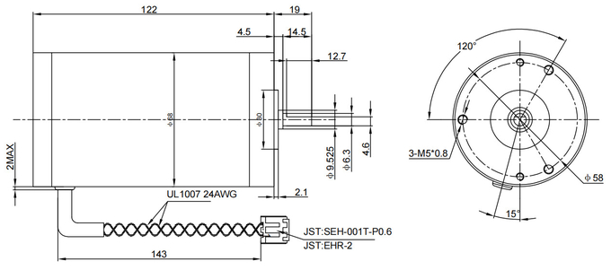 Dia 68mm Motor DC Brushed Kuat Hingga 9000 Rpm 0